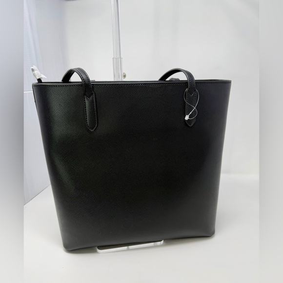Kate Spade Black Leather Canvas Tote NWOT - Picture 4 of 7